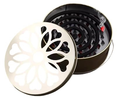 Porta bobina in acciaio inox – Scatola portatile con coperchio e manico, supporto per incenso per zanzare per campeggio interno ed esterno, giardino, casa, patio, picnic, giardino, barb