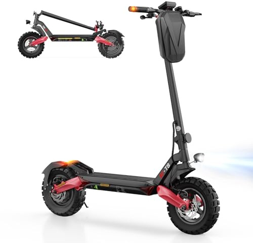 E Scooter mit Straßenzulassung | 10 Zoll Elektroroller mit Offroad Luftreifen, Max 100 KM Reichweite, Faltbarer E Roller mit Sechs komfortable Stoßdämpfer für Offroad-Enthusias