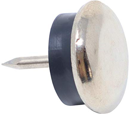 Adsamm® / 32 x Patins glisseurs en métal avec Amortisseur et Clou/argentés/Ø 18 mm/Rond/Pieds glisseurs en métal et Gomme à Clou pour Meubles
