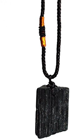 Reiki Energy Charged Raw Black Tourmaline Crystal Pendant with Wrapped Cord (Beautifully Gift Wrapped)