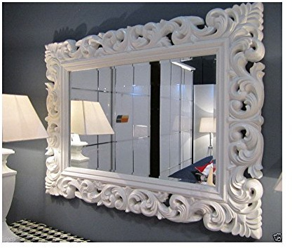 Lnxp XXL Wandspiegel ANTIK Rokoko 120 x 90 cm Barock WEIß Florenza UVP 899€ Spiegel NEU Woe