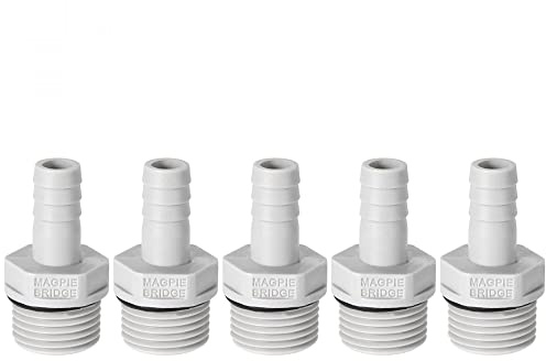 sourcing map PVC Barb Hose Fitting Connector Adapter 10mm or 25/64 Barbed x 1/2 G Male Pipe 5pcs