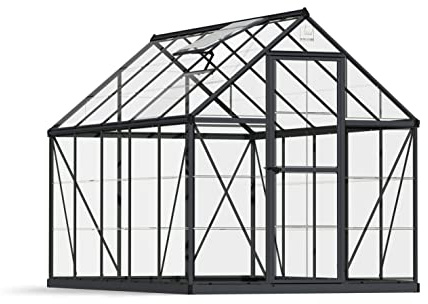 Canopia by Palram Gewächshaus klein Harmony 6x10 Treibhaus 306x185 cm Aluminium Grau Tomatenhaus Polycarbonatplatten UV-beständig