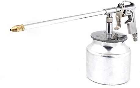 New Lon0167 Silver Tone Featured Metal High Pressure reliable efficacy Oil Can g-u-n Pump Grease Squirt Spout 8.9(id:386 59 7c 96d)