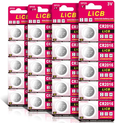 LiCB CR 2016 Battery,CR2016 Lithium Batteries,3 Volt Coin & Button Cell (20 Pack)