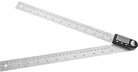Molinter Winkelmesser Digitaler Edelstahl Lineal mit LCD Anzeige Feststellfunktion Automatische Abschaltfunktion 360° Winkel messen für Holzarbeiten Heimarbeit (30CM)