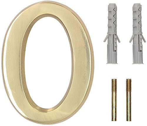 KOTARBAU® - Numero civico 3D 0 in ottone, 10 cm, numero porta per abitazioni, colonie, hotel, appartamenti, 100% ottone