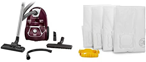 Rowenta Compact Power Morado RO3969, Aspirador Trineo con Bolsa de Alta filtración y Filtro Permanente + Wonderbag Allergy Care WB484720 Pack de 4 Bolsas para Aspirador con 1 Adaptador Reutilizable