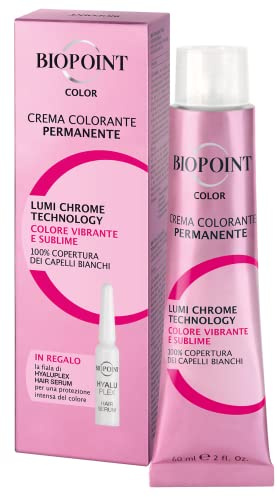 Biopoint Color - Crema Colorante Permanente con Fiala Hyaluplex Serum, Tinta per Capelli con Acido Ialuronico, Nutre, Idrata e Dona un Colore Brillante e Intenso, 60 ml