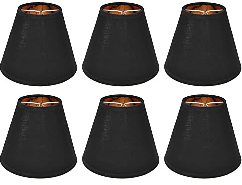 Lampenschirm Clip On Klein Rustikale Lampenschirme im 6er-Set, kleine Schwarz Gold Lichtabdeckungen Clip-on-Glocke-Lampenschirme als Ersatz für Hängelampe Tischlampe Stehlampe Ersatz
