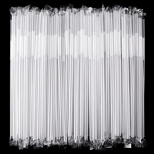 [Individually Wrapped] 100 Pcs Clear Flexible Plastic Straws, Disposable Bendy Straws, 10.2 Long and 0.23'' Diameter, BPA-Free