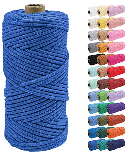 Uiopa Baumwollkordel, Makramee Garn 4mm 100m Natur Baumwollseil, Baumwollgarn Geflochtene Macrame Cord Ideal für Häkeltaschen, Pflanzenhängern, Traumfänger, Wandbehang, DIY Handwerk