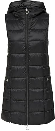 JdY Jdyzulu - Chaleco acolchado con capucha para mujer, Negro, S