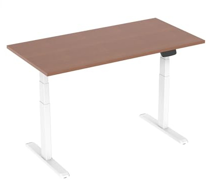 KIMEX - Bureau motorisé - Connecté - Assis-Debout - 150x75 cm - Plateau Noyer/Pied Blanc - 150-2315K3W