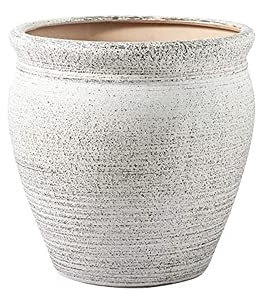 Grandi vasi rotondi per piante con foro, vasi per bonsai in ceramica satinata piante in vaso da fiori vaso decorativo per piante da fiore di cactus da giardino per interni/esterni (bianco 47*46 cm)