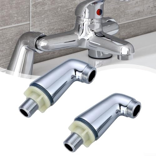 DAZZLEEX 2Pcs Zinc Alloy Silver Sleek And Functional Chrome Bath Filler Shower Mixer Tap Adapter Extension For Modern Bathroom