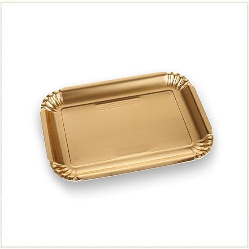 VIRSUS Vassoi per Pasticceria in Cartone Colore ORO, (Misura 5) 29,5x20,5 cm, Navetta Monouso per Dolci, Pasticcini, Rustici, Torte, 5CF x 15Pz (75)