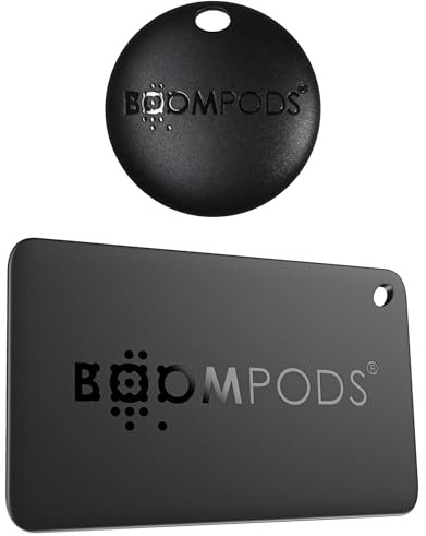 Boompods Boomtag & Boomcard Tracker Set - Bluetooth-Schlüsselfinder für Apple Find My App, Tracking Tag & Karte, recyceltem Meeresplastik, Brieftasche Finder für Schlüssel, Gepäck, Kinder & Hund