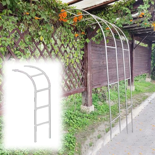 YAVYAV Gartenbogenspalier Aus Edelstahl, Breit 0,7–2,9 M, Halbbogen-Rosenbogen, Rankgitter Kletterhilfe, Für Kletterpflanzen, Mit Sockel, Witterungsbeständig(250 * 240cm(8.2 * 7.9ft))
