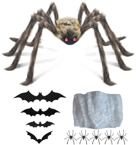 AMLOOPH Giant Spider Halloween Decorations Outdoor Indoor & Cobweb, Bats