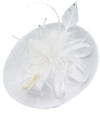 Yeuyyben Fascinator für Damen, eleganter Hochzeits-Fascinator, Hut, Kirchenhüte, weiß, Einheitsgröße