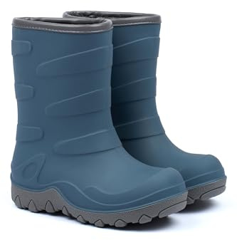 Mikk-line Bottes thermiques | Bottes d'hiver thermiques | Doublées | Imperméables | Chaudes et isolantes | Coupe-vent | Bottes thermiques en caoutchouc naturel | Ultra chaudes | Bottes de neige, Bleu
