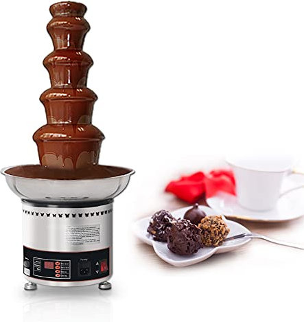 SmPinnaA Macchina per Fontana di Cioccolato A 5 Livelli Macchina per Cascata di Cioccolato Commerciale in Acciaio Inossidabile, Macchina per Sciogliere Il Formaggio Riscaldata Regolabile da