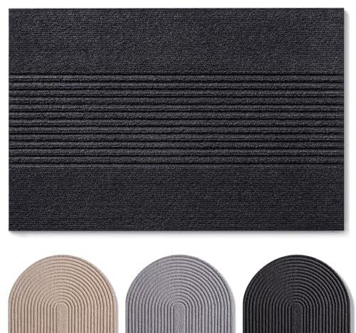 Blumtal Fußmatte 70x120 cm - rutschfeste Schmutzfangmatte - Fußabtreter mit Muster - Fußmatten Haustür - Türmatte aus Polyester - Fußmatte innen/Schmutzfangmatte außen/Floor Mat Dunkelgrau