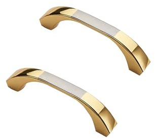 Schubladengriffe Gold 64mm, 2 Stück Möbelgriffe Zinklegierung Griffen | Schubladengriffe Galvanikfläche Schrankgriffe Lochabstand 64mm Küchengriffe Griffe für Küchenschränke Goldene 64mm/2.5in