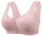 PrinStory Bras for Women Front Fastening Bras for Women Wireless Snap Closing Ladies Bras Comfort Women's Bras for The Elderly (Pink Daisy, 38B)