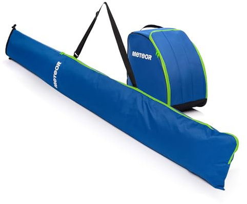 meteor 2-in-1 Skitasche Set - Skisack [bis 195 cm] & Skischuhtasche mit Lüftung - Wasserfestes Skicover & Stiefeltasche Ideal für Skiurlaub und Wintersport - Komplettes Set für Skier und Schuhe