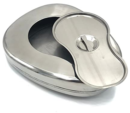 Gaxcent Bettpfanne Dicker Edelstahl Medizinisches Haushaltsbett Betttopf Toilette Erwachsene Männer Und Frauen Ältere Schwangere Frauen Urinal,Silber