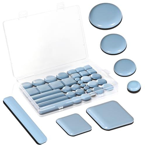 36 Stück Teflongleiter Selbstklebend Set Möbelgleiter Teflongleiter Rund 13mm，22mm, 25mm, 30mm Teflongleiter Eckig Klein 20mm, 30mm Teflongleiter Rechteckig 16 * 75mm PTFE Gleiter für Möbel