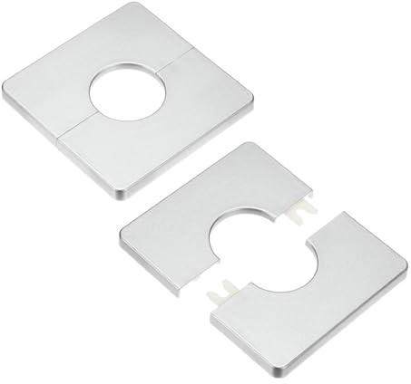 M METERXITY 2er-Pack Wand-Split-Flansch Quadratisch Silberton | Selbstklebende Abdeckplatten, Für 1, 3 Zoll / 32 mm Außendurchmesser Rohr ABS, Für Wasserrohr/Armatur