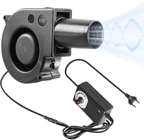 BAIFULAI Radiallüfter 12V, AC 220V Gebläse Lüfter mit controller&Rohr für Haushaltsgeräte, 97 x 33mm Kühlung Lüfter, Turbinengebläse, Radialgebläse für Heizgeräte Grill BBQ Picknick