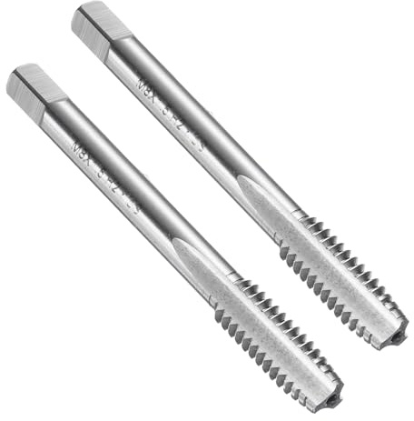 sourcing map Lot de 2 tarauds filetés à cannelure droite, M8 x 1,5, filetage métrique à vis métrique, taraudeuse, tarauds pour fraiseuse, acier rapide 6542 (HSS 6542)