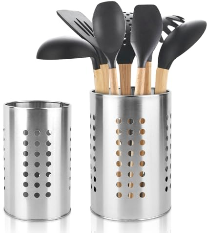 KILDOWS 2 Pièces Panier d’ustensiles de Cuisine en Acier Inoxydable,Anti-Rouille Égouttoir à Couverts，Pot à Ustensiles de Cuisine， Pour Ranger les Couteaux, les Fourchettes et les Cuillères