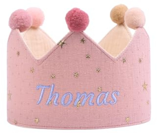 LoLaTide Corona de Cumpleaños Personalizada con Nombre, Coronas de Cumpleaños para Niños Niñas con Botones Numéricos del 0 al 9, Decoraciones de Fiesta Reutilizables