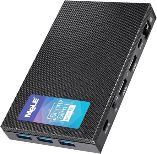 MeLE Quieter3C Mini-PC Fanless – Prozessor N5105, 8 GB RAM, 256 GB Speicher mit Windows 11 Pro, Micro Computer Compact WiFi 5, USB-C- und PD3.0-Video-Anzeige, Gigabit-Ethernet und Dual HDMI 4K