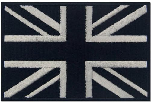 EmbTao Taktisch Britische Union Jack England-Flagge Emblem Grossbritannien Bestickter Aufnäher zum Aufbügeln/Annähen, weiß schwarz