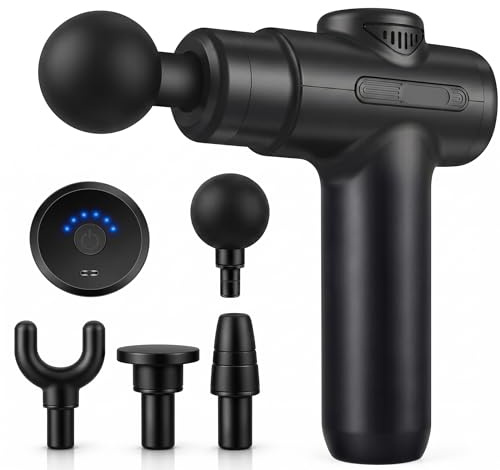 Massage Gun Deep Tissue Muscle Massager – Powerful Muscle Massage Gun with 4 Heads | Handheld Massager for Pain Relief | Massagers for Back and Neck | Ideal Fitness & Birthday Gift