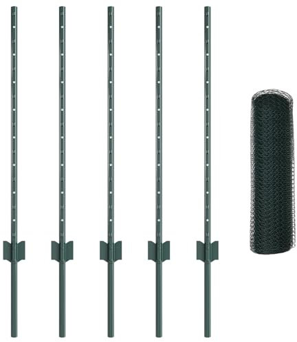 vidaXL Hexagonal Garden Fence Set | UV Resistant Outdoor Fencing Includes Panels And 5 Poles Durable Design for Property Boundaries Barrier Steel Hexagonal Mesh