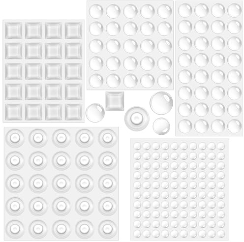 202 Stück Gummifüße Selbstklebend, klebende Stoßstangen Pads Transparente Silikon Stoßdämpfer Gummipuffer Rutschschutz Kratzschutz für Schranktüren, Schubladen, Möbel Glas (5 Größen, Rund/Eckig)