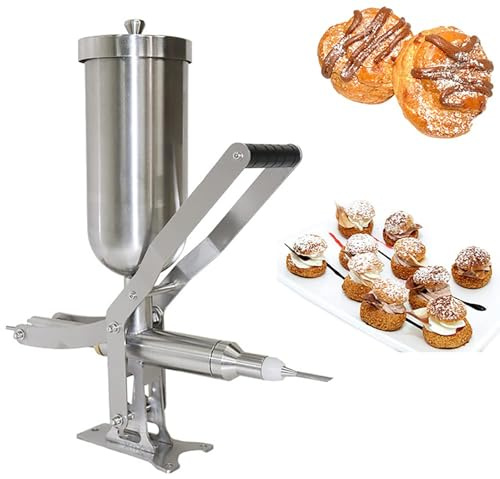 Macchina per Churros Commerciale 5L, Macchina per Churros Fatta In Casa, Riempitrice Manuale Marmellata, Riempitrice Crema Marmellata Liquida con 3 Ugelli Sostituibili,5L