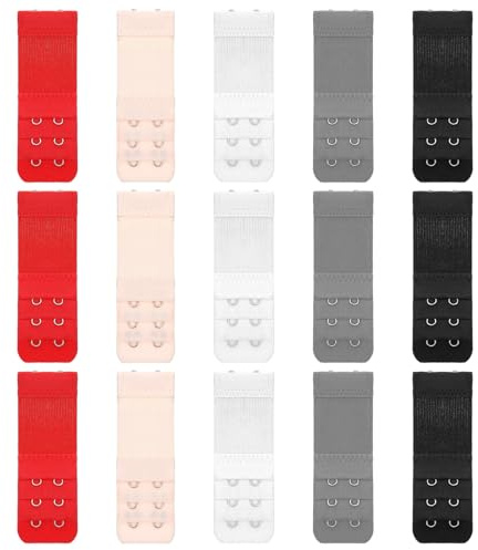 15 Stück BH Verlängerung 2 Haken, BH Erweiterung 2 Haken Elastische, Weich und Nicht Eng für Damen BH-Träger & Sport-BHs (5 Farben)