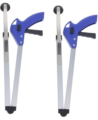 DECORNIJIA 2 piezas Recogedor Basura Plegable Aluminio Herramienta Alcance Asistente Recogida Residuos Pinzas Agarre Ergonómico para Mayores y Discapacitados