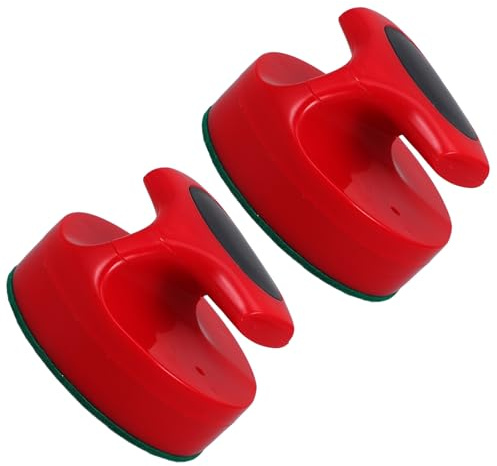 HOLIDYOYO Lot de 2 Pousseurs de Hockey sur Air 94Mm Rouges avec Base en Tissu Vert Accessoires de Hockey sur Table Polyvalents pour Jeu Familial Pièces de Rechange Résistantes et