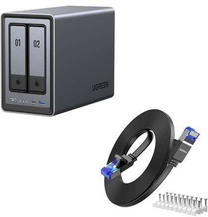 UGREEN NASync DXP2800 2-Bay NAS Server mit Cat 8 LAN Kabel, Intel N100 Quad-Core, 8GB DDR5, 2,5GbE LAN, 2×M.2 NVMe-Steckplätze, 4K HDMI (Diskless)