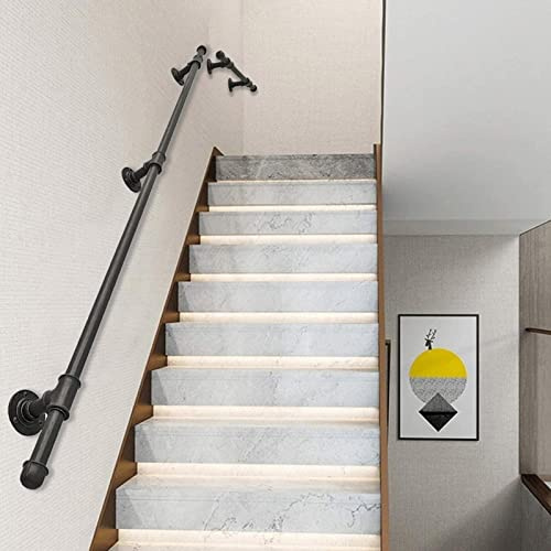 Ringhiera per Scale a Muro, corrimano, gradini, ringhiera per Interni ed Esterni - Kit di Supporto per corridoi, soppalchi, Ville, maniglioni di Sicurezza Antiscivolo per Anziani e Bambini,