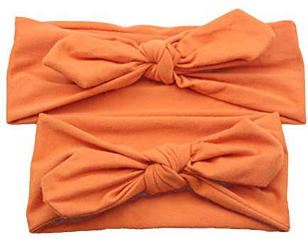 Frcolor hårband set mamma och baby noterat pannband baby flicka Headwrap (orange)